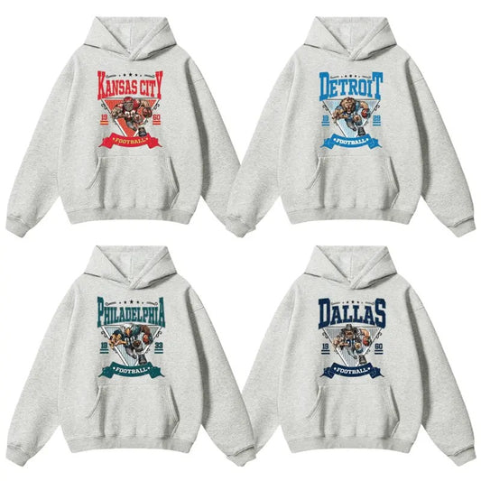 Vintage Football Hoodie, Hometown Pullover, Ash Grey All Team Football Hoodie, Unisex Hoodie