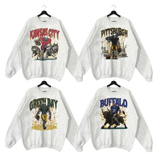 Vintage Football Sweatshirt Ash Grey Color, Skeleton Football Sweatshirt, Football Sweatshirts