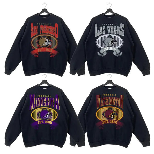 Vintage Football Sweatshirt Black Color, Retro Football Crewneck Sweatshirt, Football Fan Gift Sweatshirts
