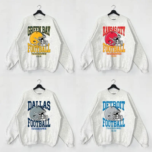 Vintage Football Sweatshirt Color Ash Grey, Retro Football Crewneck, Classic Football Sweatshirt