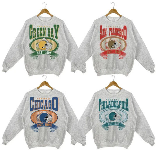 Vintage Football Sweatshirt Sport Grey Color, Retro Football Crewneck Sweatshirt, Football Fan Gift Sweatshirts