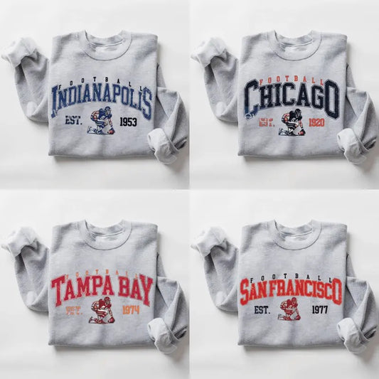 Vintage Football Sweatshirt Sport Grey Color, Vintage Sports Sweatshirts, Football Fan Gift Sweatshirts