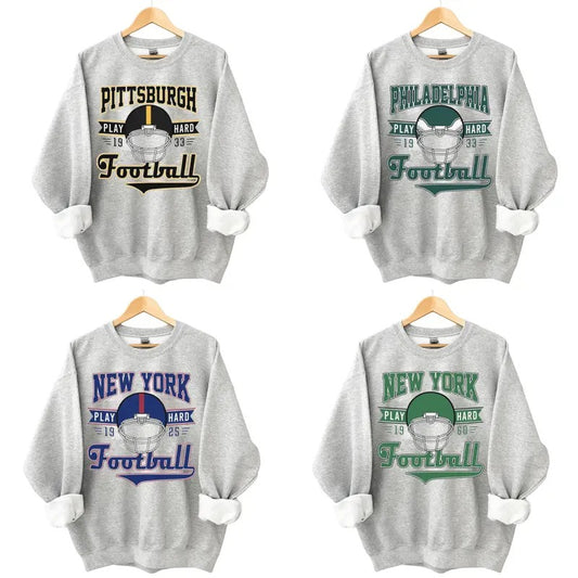 Vintage Football Sweatshirt, Unisex Cotton Football Sweatshirt for Fans of All Teams, Football Crewneck Sweatshirt, Unisex Sweatshirts