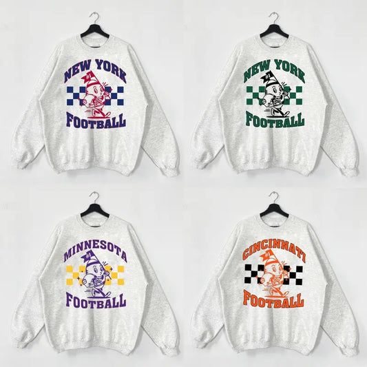 Vintage Football Sweatshirts Color Ash Grey, Unisex Football Crewnecks, Crewneck Sweatshirt