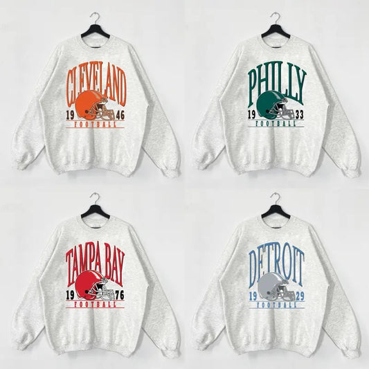 Vintage Football Sweatshirts Color Ash Grey, Unisex Football Crewnecks, Football Crewneck Sweatshirt