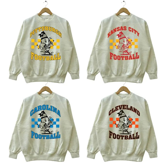 Vintage Football Sweatshirts Color Sand, Unisex Football Crewnecks, Football Crewneck Sweatshirt