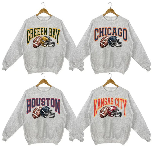 Vintage Football Sweatshirts Color Sport Grey, Unisex Football Crewnecks, Football Crewneck Sweatshirt
