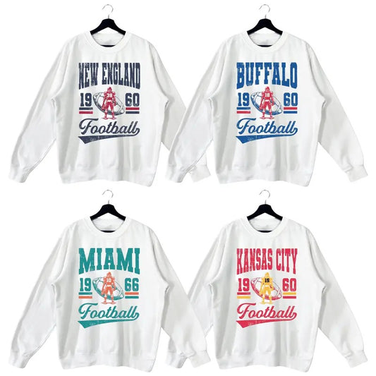 Vintage Football Sweatshirts Color White, Football Sweatshirt