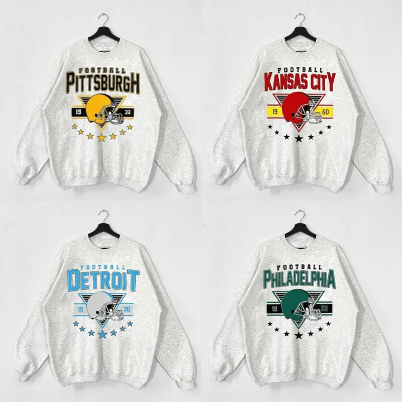 Vintage Football Team Ash Grey Sweatshirt, Football Thowback All Teams Sweatshirt, Vintage Graphic Tees, Sport Graphic Shirts, Unisex Sweatshirts