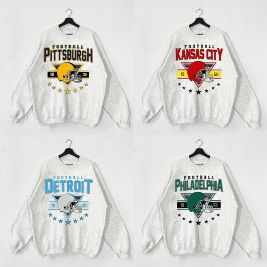 Vintage Football Team Ash Grey Sweatshirt, Football Thowback All Teams Sweatshirt, Vintage Graphic Tees, Sport Graphic Shirts, Unisex Sweatshirts