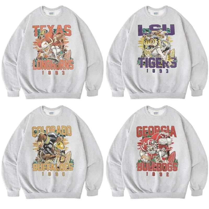 Vintage Football Team Ash Grey Sweatshirt, Preppy Mascot School Spirit Shirt, Mascot Game Day Unisex Gift, Vintage Crewnecks