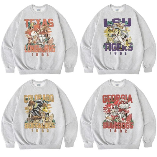Vintage Football Team Ash Grey Sweatshirt, Preppy Mascot School Spirit Shirt, Mascot Game Day Unisex Gift, Vintage Crewnecks