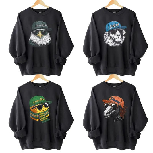 Vintage Football Team Sweathirts, Retro Mascot Graphic Tee, Sports Fan Crewneck, Unisex Graphic Shirt