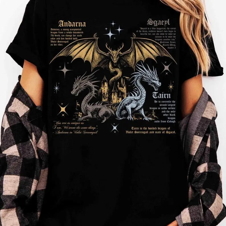 Vintage Fourth Wing Dragon Shirt, Tairn Andarna Sweatshirt, Dragon Rider Shirt, Basgiath War College Dragon T-shirt, Bookish Gift
