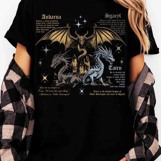 Vintage Fourth Wing Dragon Shirt, Tairn Andarna Sweatshirt, Dragon Rider Shirt, Basgiath War College Dragon T-shirt, Bookish Gift