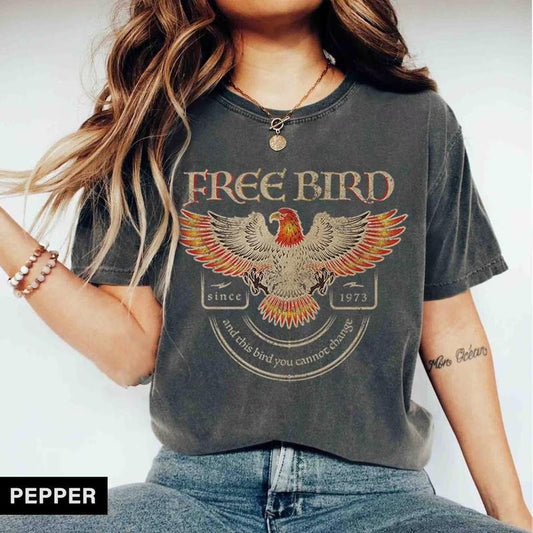 Vintage Freebird Tee, Retro Freebird Shirt Top Womenswear Underwear Comfort Streetwear Tshirt Summer Crewneck