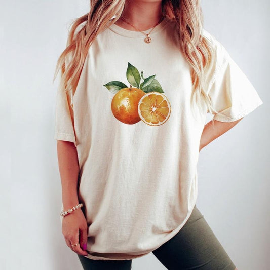 Vintage Fruit Orange Shirt, Art Graphic Tee, Fruit Shirt, Pastel Drawing Oranges Shirt, Foodie Gift Vintage Graphic Fruit TShirt, Aesthetic Fruit TShirt,  Aesthetic Fruit Tee, Boho Shirt for Her, Oversized Graphic Tee, Gift for Foodie, Women Top