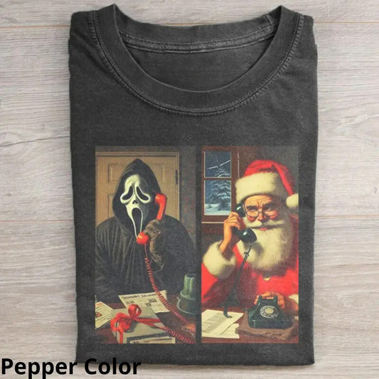 Vintage Funny Ghost Santa T-shirt, Funny Graphic Tee Womenswear Top