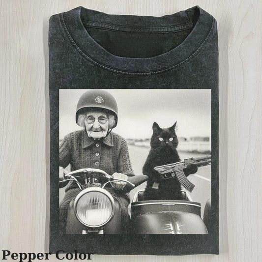 Vintage Funny Grandma And Cat Tshirt, Funny Vintage Movie Shirt-Love Cat-Love Grandma Tshirt-  Funny Meme Shirt Top Menswear