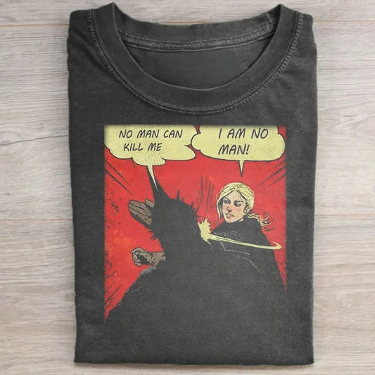Vintage Funny No Man Can Kill Me, I am No Man Graphic Tee - The Lord of The Rings Movie Shirt - The Witch-king of Angmar Shirt - Eowyn Tee - Nazgul Shirt - Iconic Movie Scenes Shirt Menswear Top