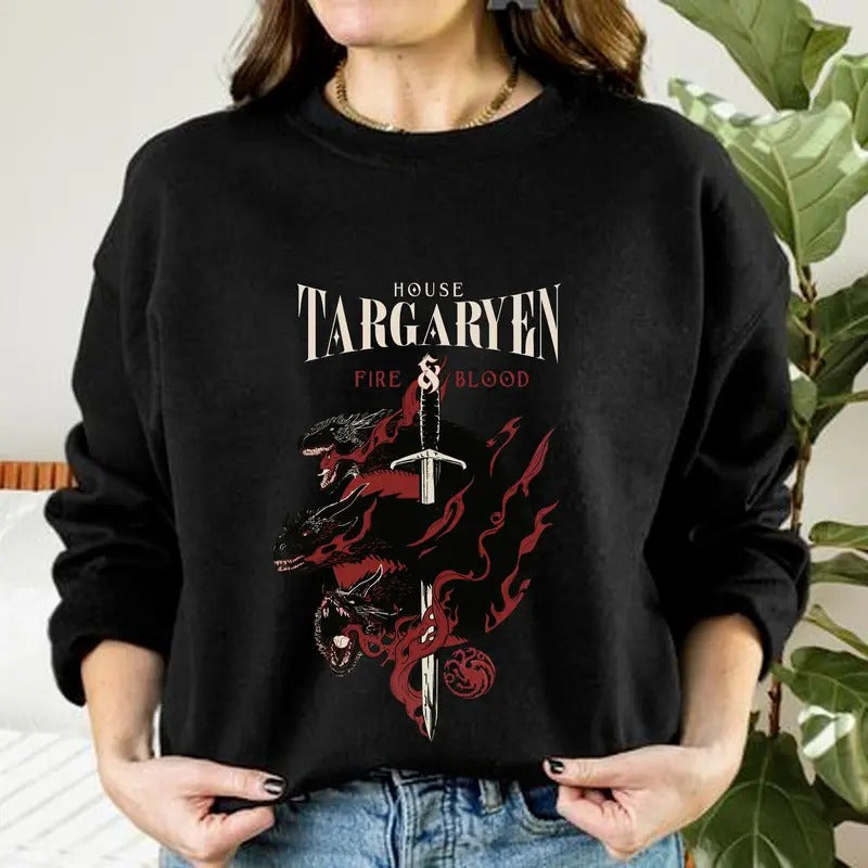 Vintage Game Of Throne Sweatshirt, Targaryen House Tee Shirt, Fantasy Book Shirt, Magic Kingdom Shirt, Gift For Book Lovers, Bookish