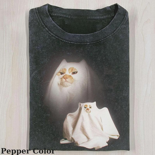 Vintage Ghost Kitten T-shirt, Funny Ghost Kitten, Cute Cat Shirt, Love Cat Tshirt-  Meme Cringe Funny Dumb Shirts, Unisex Shirt Menswear Womenswear Streetwear