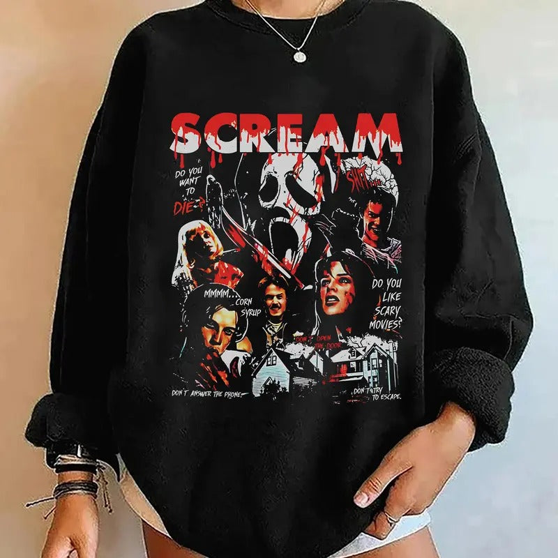 Vintage Ghostface Sweatshirt, Ghostface Halloween Sweater, Scary Movies Halloween T-Shirt, Ghostface Tee Shirt, Halloween Characters Sweatshirt