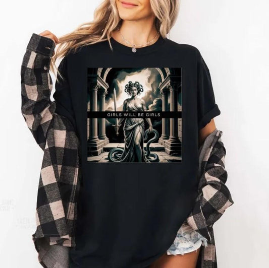 Vintage Girls Will Be Girls Shirt, Witchy Feminist Shirt, Women's Empowerment Shirt