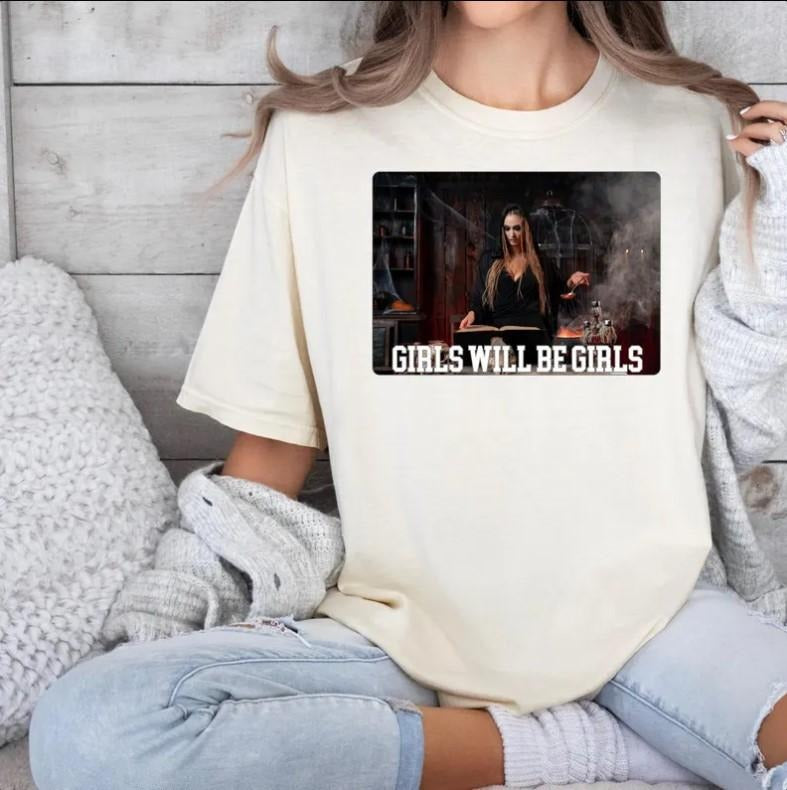 Vintage Girls Will Be Girls Witch shirt Funny Witch shirt Girls tee