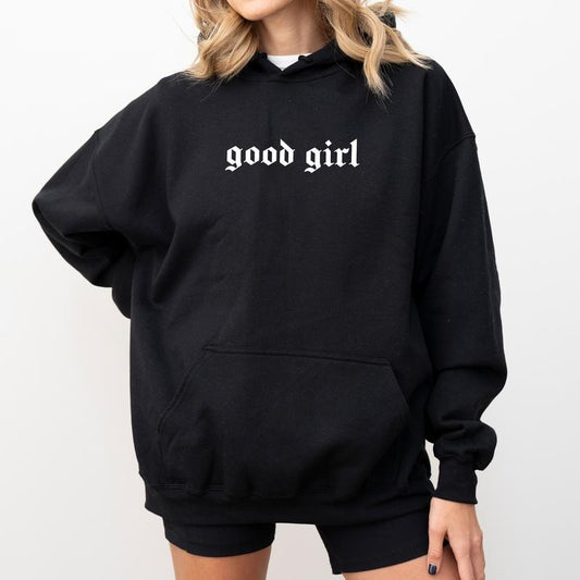 Vintage Good Girl Hoodie, Gothic Romance Reader Graphic Hoodies, Retro Bookish Hoodie, Spicy Book Lover Hoodies, Women Outfits