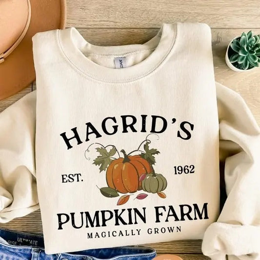 Vintage Hagrids Pumpkin Patch Fall Sweatshirt, Fall Sweatshirt, Pumpkin Patch Shirt, HP Fan Gift, Fall Shirt, Halloween Merch, Halloween Speedway Gift, Unisex Cotton Shirt in All Sizes All Colors