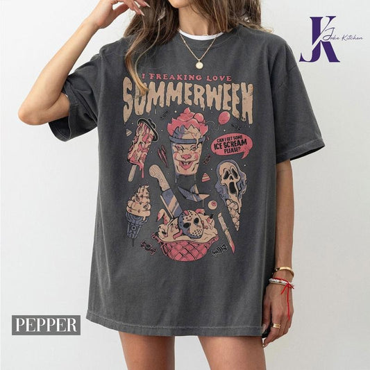 Vintage Halloween 90s Comfort Color Shirt, Summer Halloween Tee, Horror Movie Shirt, Horror Character, Funny Halloween Shirt, Horror Summer Cotton Fabric