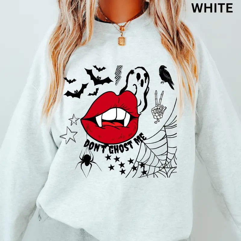 Vintage Halloween Crewneck, Don't Ghost Me Sweatshirt, Print t shirt, Vintage Halloween Sweatshirt, Halloween Tok, fall Crewneck, fall sweater, first day of school outfit, trending T-shirt, Pullover, Oversized,