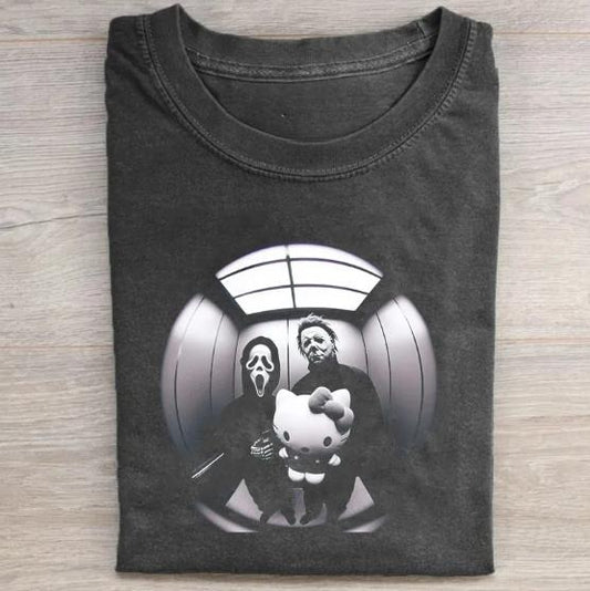 Vintage Halloween Graphic T-shirt, Ghost Face X Michael Myers Tee, Horror Movie Shirt, Horror Character, Funny Halloween Shirt, Unisex T-Shirt, Gift For Men Women