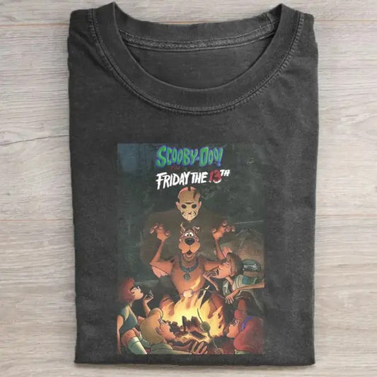 Vintage Halloween Graphic T-shirt, Jason Voorhees X Scooby Doo Tee, Horror Movie Shirt, Horror Character, Funny Halloween Shirt, Unisex T-Shirt