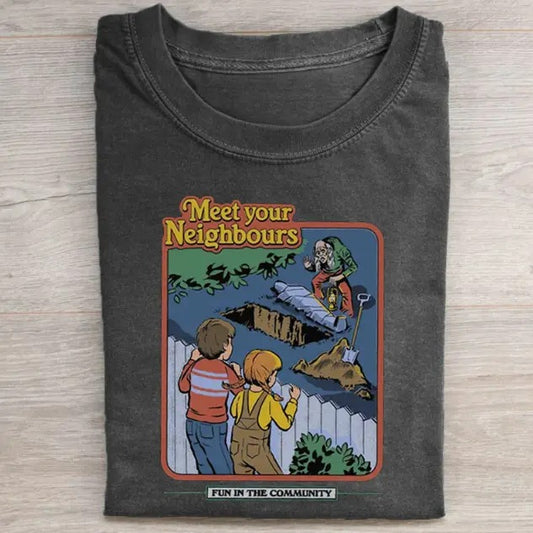 Vintage Halloween Graphic T-shirt, Meet Your Neighbours Tee, Horror Movie Shirt, Horror Character, Funny Halloween Shirt, Unisex T-Shirt