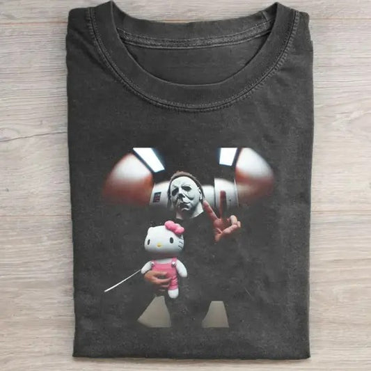Vintage Halloween Graphic T-shirt, Michael Myers Kitty Tee, Horror Movie Shirt, Horror Character, Funny Halloween Shirt, Unisex T-Shirt, Gift For Men Women