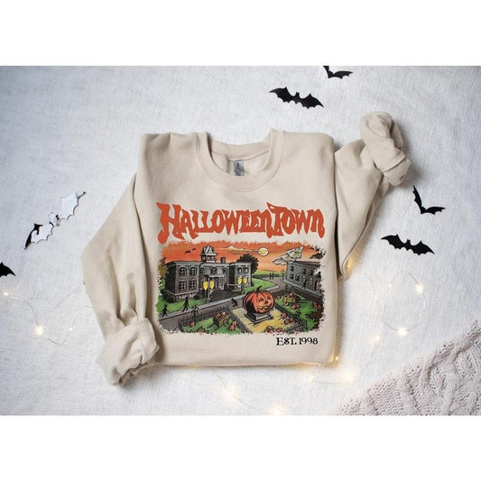 Vintage Halloweentown Est 1998 Sweatshirt, Halloweentown Tee Shirt, Spooky Season T-Shirt, Retro Pumpkin Halloween Sweater, Best Gift For Halloween