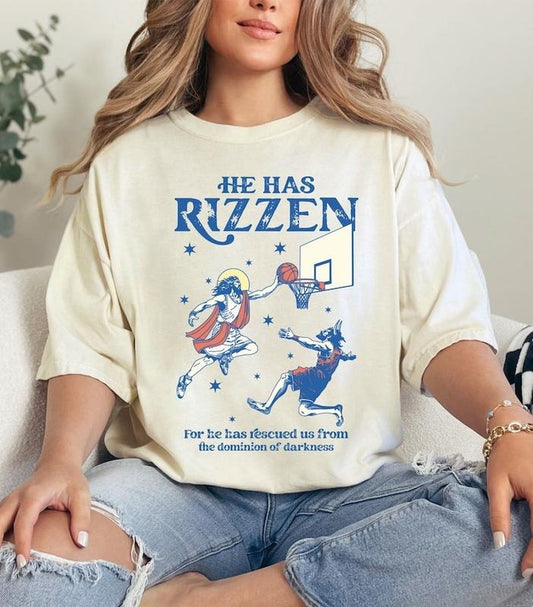 Vintage He Is Rizzin' Shirt, Jesus Playing Basketball, Funny Easter Tshirt, Retro Christian Religious Tee, Weirdcore Meme  T-shirt, sweater and Hoodie