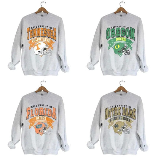 Vintage Helmet All Teams University NCAA Football Team Collection Ash Grey Crewneck Sweatshirt, Graphic NCAA Sport Team Shirt, Gift Top Cotton Unisex For Sport Fan, Men, Women V1 men's  sweatshirts vintage  clothing