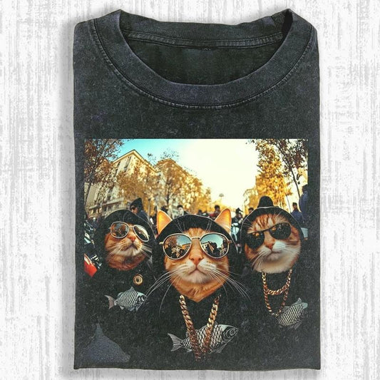 Vintage Hip-Hop Brother Cat T-Shirt, Fantasy Kitten Tshirt, Cute Cat Shirt, Cool Cat Tshirt, Love Cat Tshirt, Meme Cringe Funny Dumb Shirts, Unisex Shirt Menswear Womenswear Streetwear