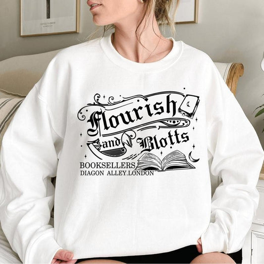 Vintage Hogwarts Sweatshirt, Harry Potter Sweatshirt, Wizard Book Shop Shirt, Retro Flourish and Blotts Sweatshirt, Gift For Book Lovers