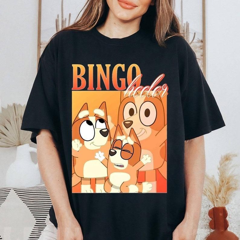 Vintage Homage Bingo Shirt | Bluey Family Shirt | Bluey Bingo Shirt | Bandit Heeler Chilli Heeler Shirt Blue Dogs Family | Bluey Family Shirt