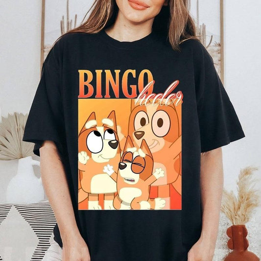 Vintage Homage Bingo Shirt | Bluey Family Shirt | Bluey Bingo Shirt | Bandit Heeler Chilli Heeler Shirt Blue Dogs Family | Bluey Family Shirt