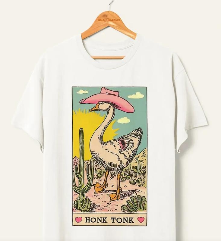 Vintage Honk Tonk Goose T-Shirt, Unisex T-Shirt, For Men Women Menswear Top