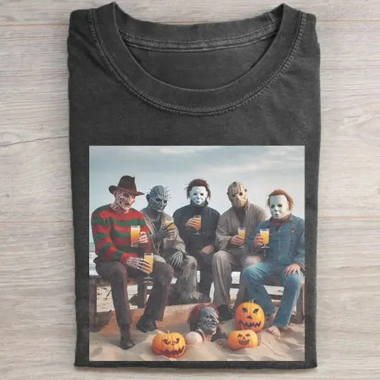 Vintage Horror Movie Characters T-Shirt, Ghost Face, Jason Voorhees, Michael Myers, Freddy Krueger, Pinhead, Horror Movie Shirt, Horror Character, Funny Halloween Shirt, Unisex T-Shirt, Gift For Men Women