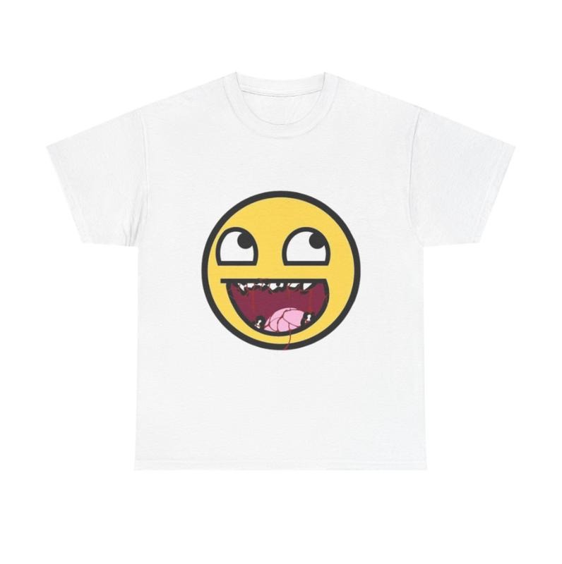 Vintage Hungry Emoji Graphic Tee, Laughing Face with Tongue Design, Funny Expression Shirt, Playful Cartoon Style