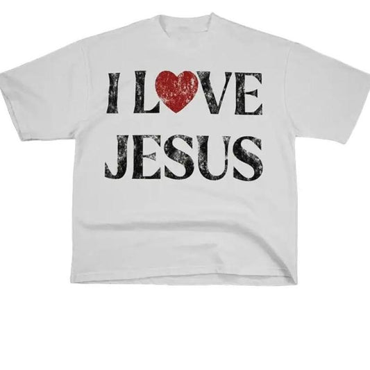 Vintage I Love Jesus Print Short Sleeve Comfort Color T-Shirt Menswear Top Underwear Tshirt Cotton Polyester