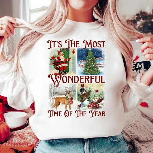 Vintage It's The Most Wonderful Time Of The Year Shirt Santa Claus Shirt Vintage Christmas Shirt Christmas Shirt Reindeer Snowman Shirt