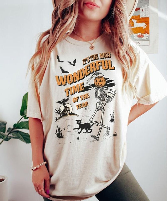 Vintage It's The Most Wonderful Time Of The Year Shirt, Skeleton Dancing Halloween Shirt, Skeleton Black Cat Halloween Shirt, Spooky Season Shirt, Skeleton Pumpkin Shirt, Fall Halloween Sweatshirt, Autumn Fall Shirt